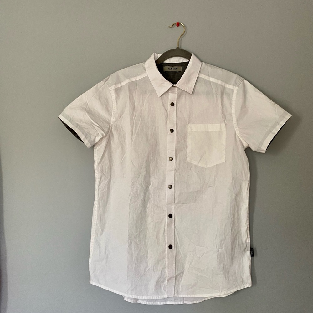 Kenneth Cole white snap button shirt